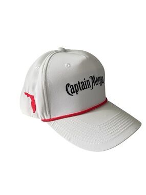 Captain Morgan White Baseball Cap with Red Rope Trim